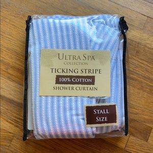 Never used ticking stripe shower stall curtain